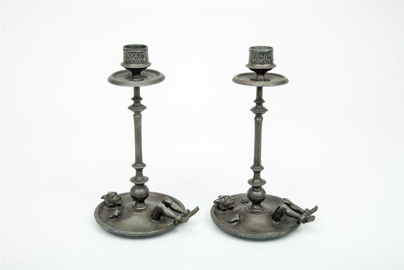 Appraisal: Pair of Italian Grand Tour Metal Candlesticks x in Estimate