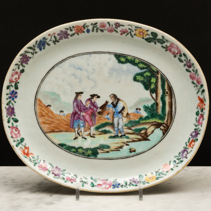 Appraisal: Chinese Export Famille Rose Porcelain Oval Dish of King Ferdinand