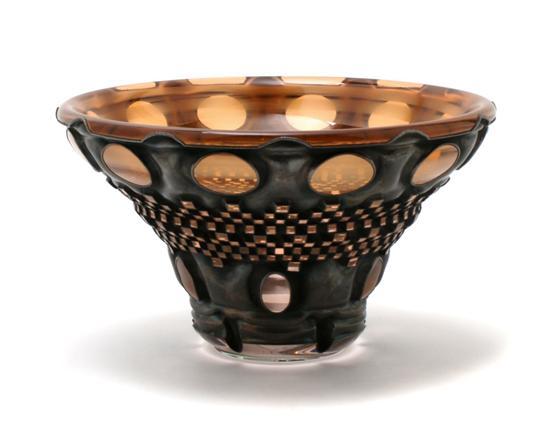 Appraisal: A Glass Bowl Michael Glancy Sterling Crown Jewel of tapering