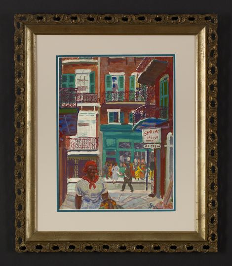 Appraisal: Harry Fisk American - Lively Street Scene French Quarter New