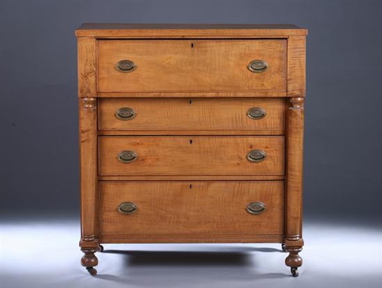 Appraisal: AMERICAN EMPIRE TIGER MAPLE CHEST OF DRAWERS th century replaced