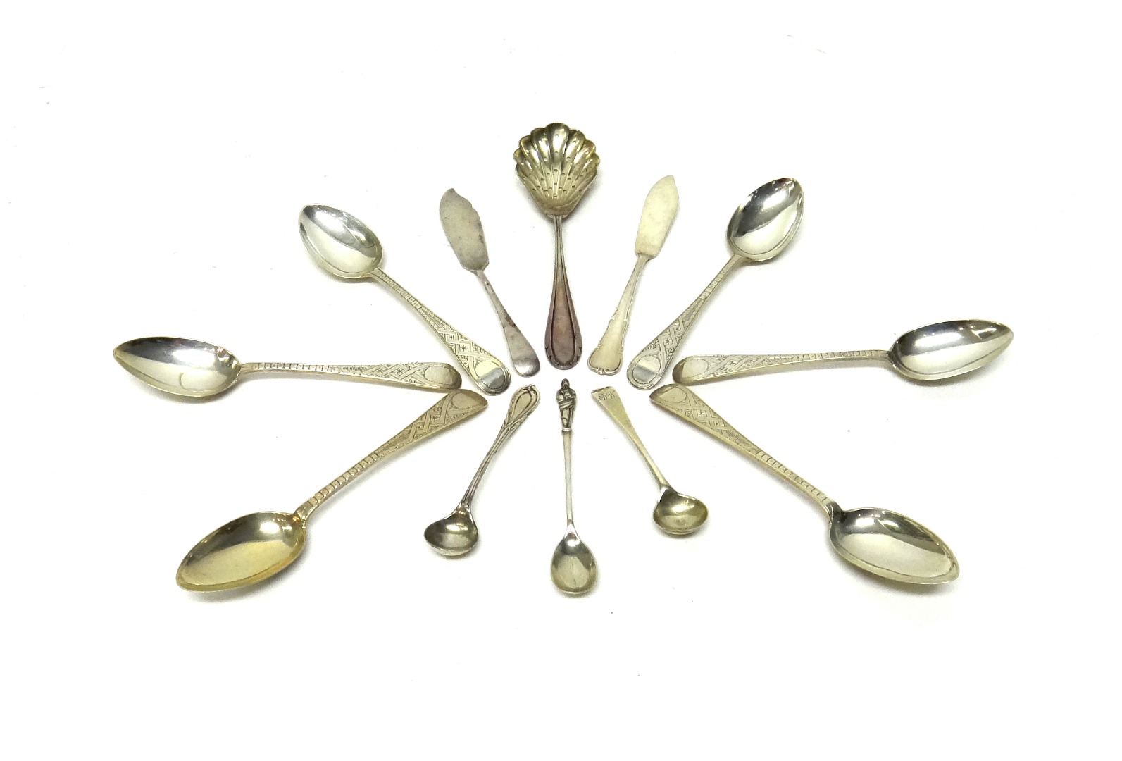 Appraisal: Silver flatware comprising a set of six Scottish Old English