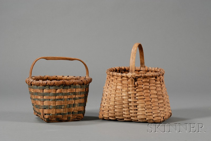 Appraisal: Two Small Woven Splint Baskets America th century one round