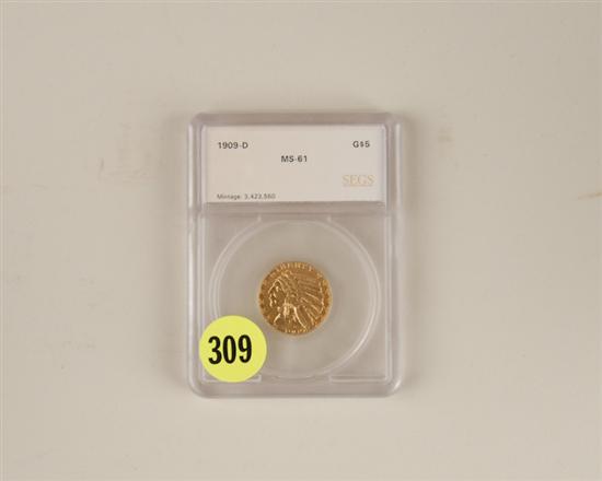 Appraisal: -D Gold Piece SEGS certified MS-