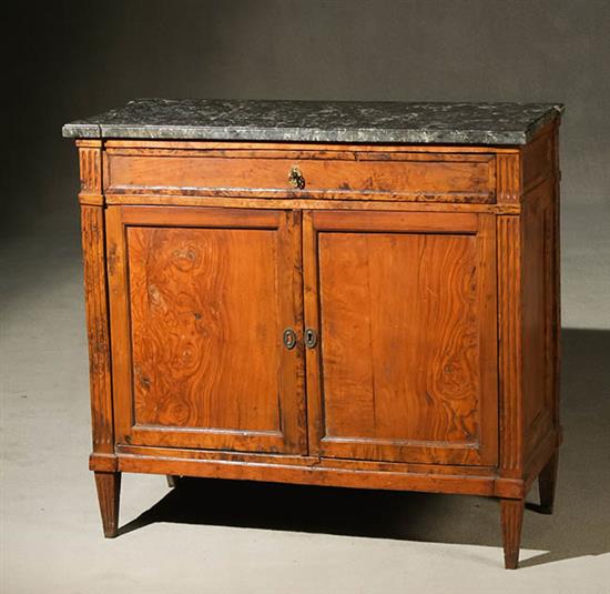 Appraisal: Louis XVI Walnut Marble-Top Buffet Last Quarter th Century Having