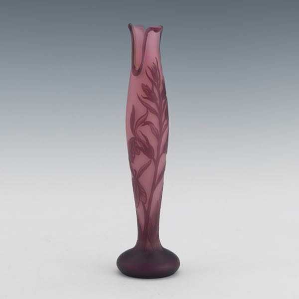 Appraisal: LOETZ RICHARD CUT CAMEO VASE Purple cut to pink cut