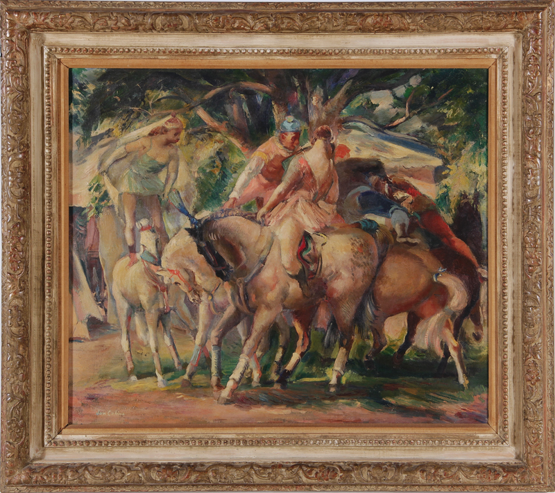 Appraisal: Jon Corbino Massachusetts Florida - CIRCUS PERFORMERS oil on canvas