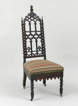 Appraisal: A Gothic Revival Style Hall Chair Back carved in pleasing