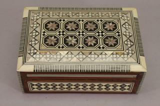 Appraisal: Vintage Middle Eastern Inlaid Jewelry Box Vintage Middle Eastern Inlaid