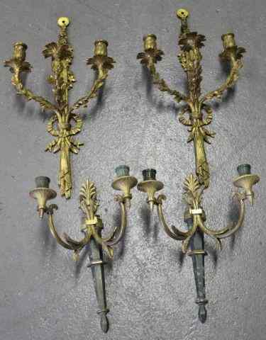 Appraisal: Two Pairs of Vintage Sconces Including a pair of Neoclassical