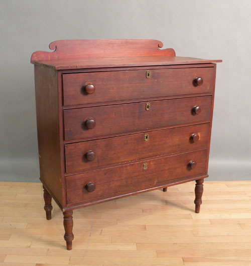 Appraisal: New England red stained chest of drawers ca h w