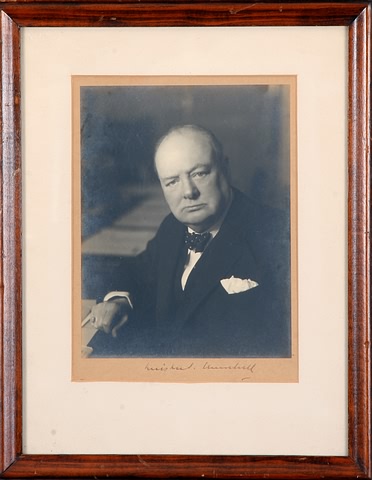 Appraisal: Photograph of Winston Churchill with autograph below Photograph measures x