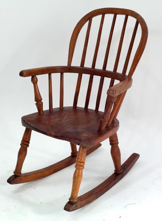 Appraisal: CHILD'S ELM ROCKING CHAIR th CENTURY with hoop back -