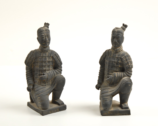 Appraisal: A Pair of Chinese Tomb-style Figures of kneeling warriors in