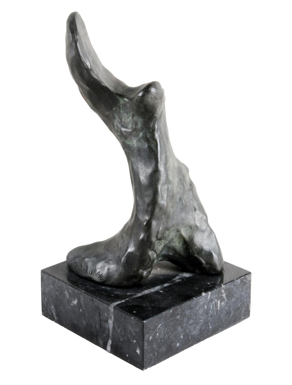 Appraisal: JAMES EDWARD RITCHIE BORN STUDY FOR KNEELING FIGUREbronze with marble