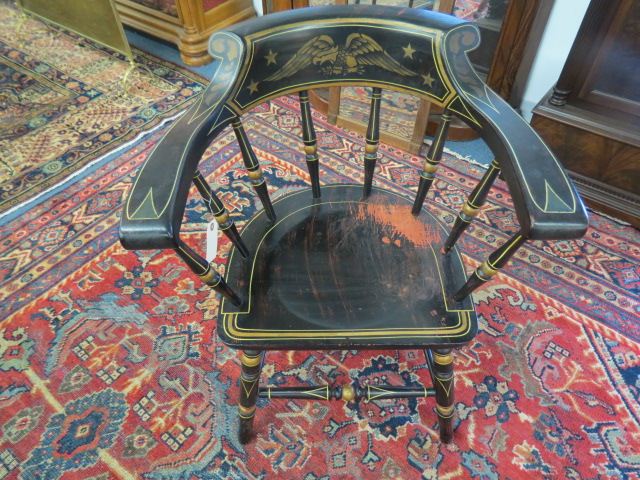 Appraisal: Hitchcock Chair gold stenciled with eagle back black spindle decor