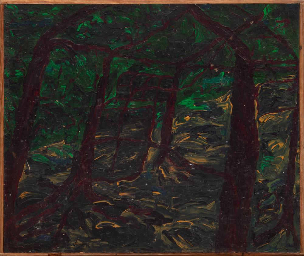 Appraisal: American School th c Trees in a Dark Landscape oil