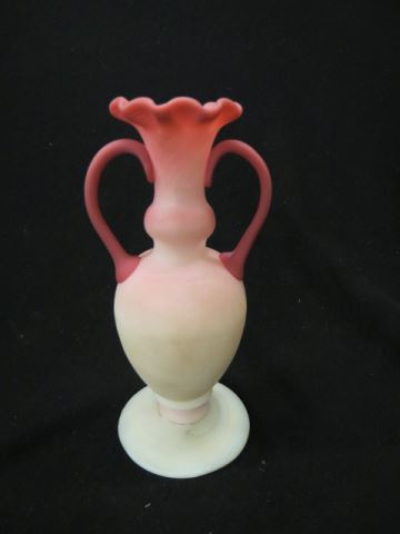 Appraisal: Burmese Art Glass Vase handled excellent