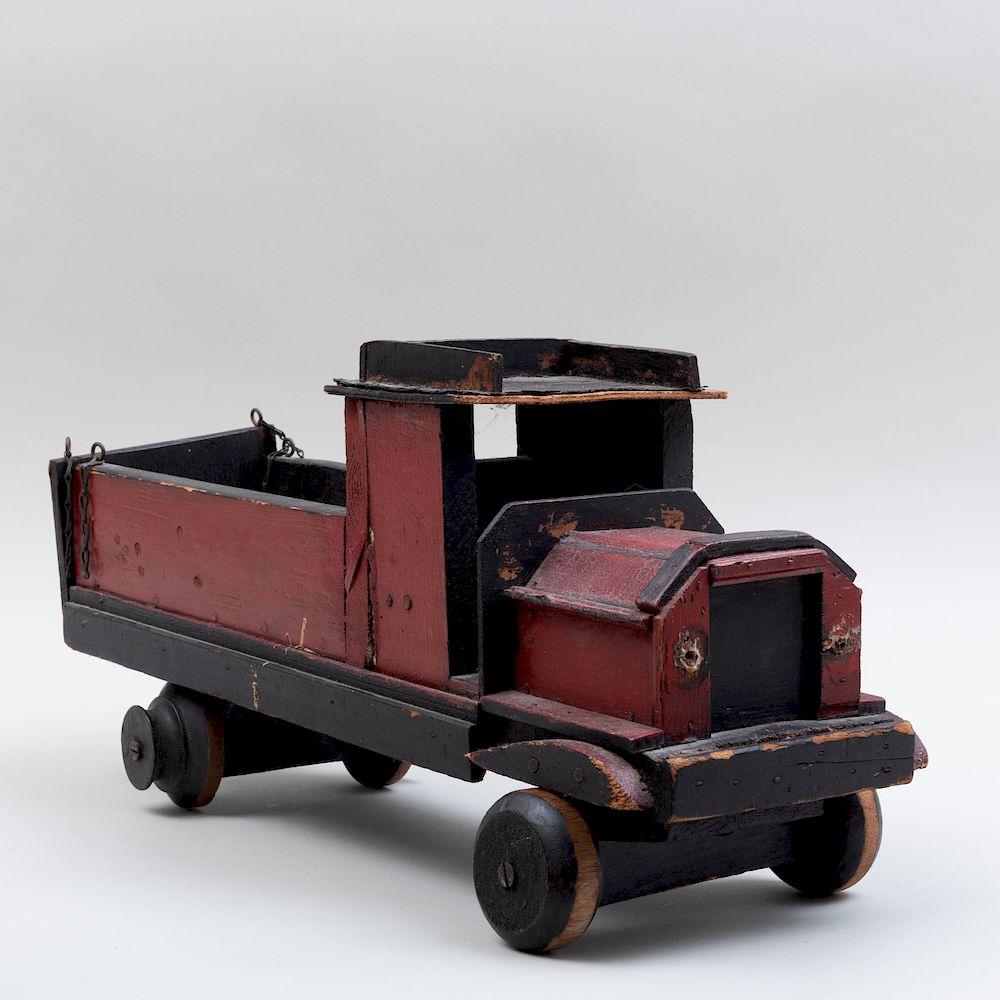 Appraisal: Red and Black Painted 'Richard' Wood Toy Coal Truck Wood