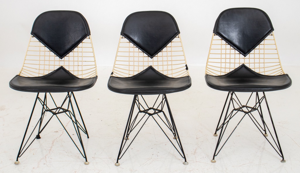 Appraisal: HERMAN MILLER EAMES BIKINI WIRE OFFICE CHAIRS Herman Miller Mid-Century