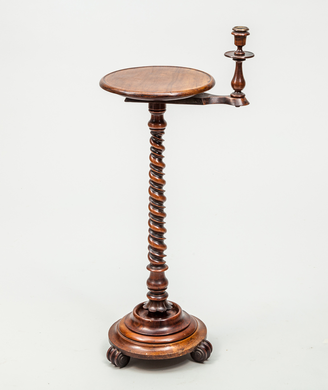 Appraisal: ENGLISH TURNED WALNUT CANDLESTAND x in diam Property from the