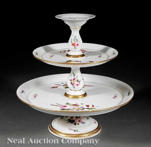 Appraisal: A Paris Porcelain Polychrome and Gilt-Decorated Three Tier Dessert Stand