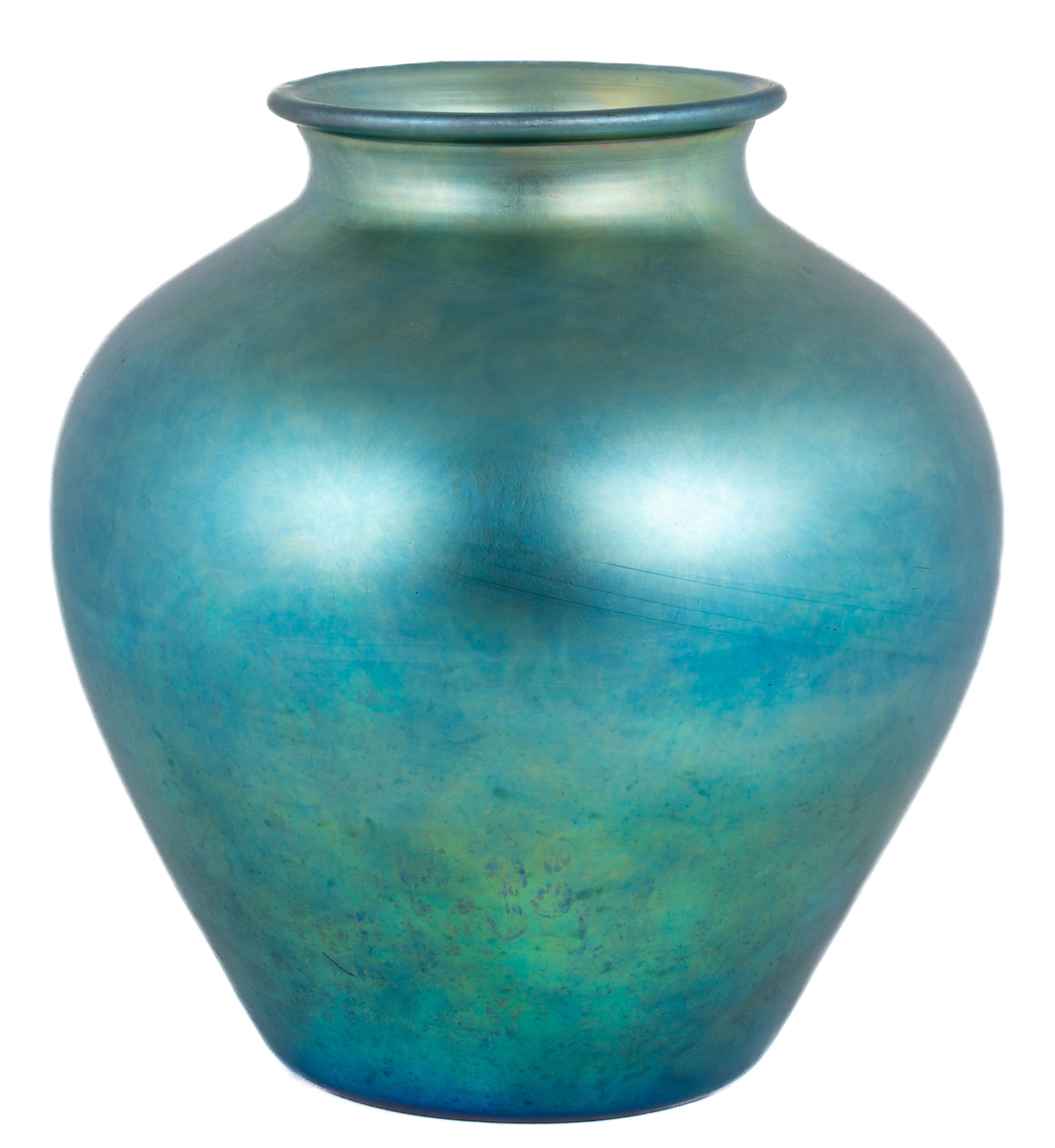 Appraisal: STEUBEN BLUE AURENE VASE Corning NY early th century inscribed