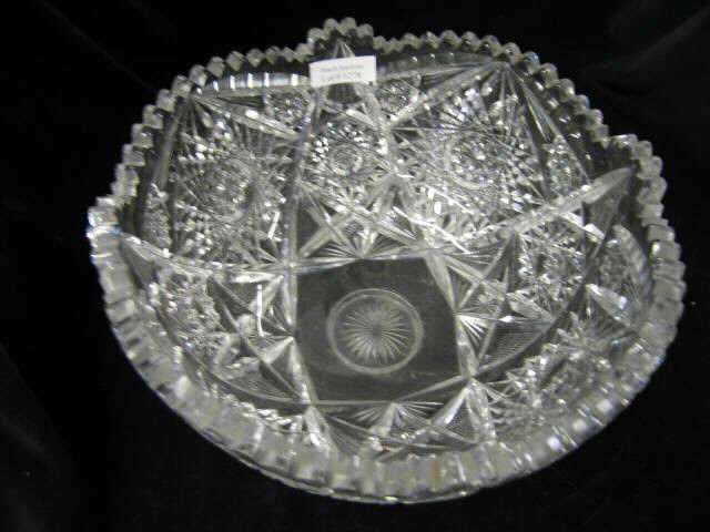 Appraisal: Brilliant Period Cut Glass Punchbowl diameter deep knob base heavily