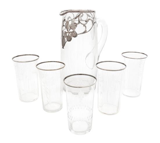 Appraisal: Sale Lot A Collection of Silver Overlay Glass Barware comprising