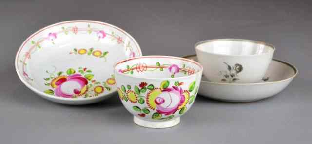 Appraisal: CREAMWARE TEA BOWLS SAUCERSTwo tea ceremony sets each consisting of