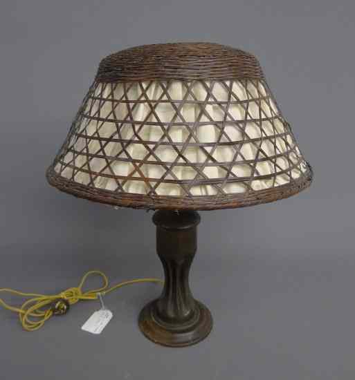 Appraisal: Shell art lamp with shade '' Ht