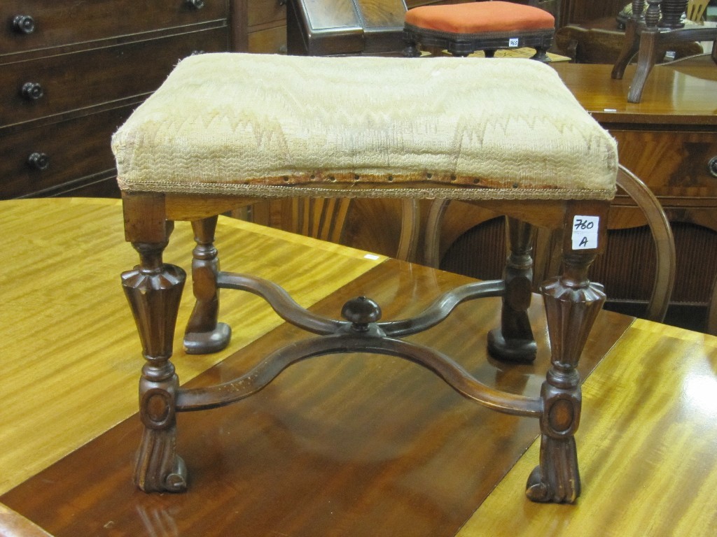 Appraisal: Victorian mahogany dressing stool on X form stretchers