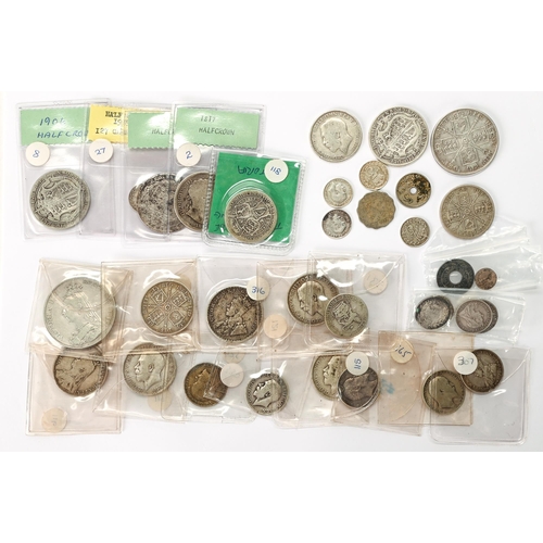 Appraisal: Silver coins Miscellaneous United Kingdom crowns and other coins pre