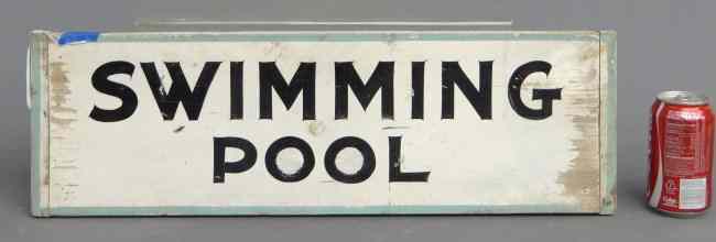 Appraisal: Hand painted vintage ''Swimming Pool'' sign '' x ''