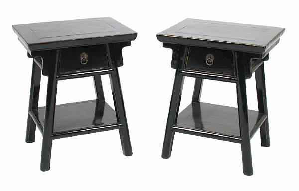 Appraisal: A pair of Chinese ebonized hardwood side tables height in