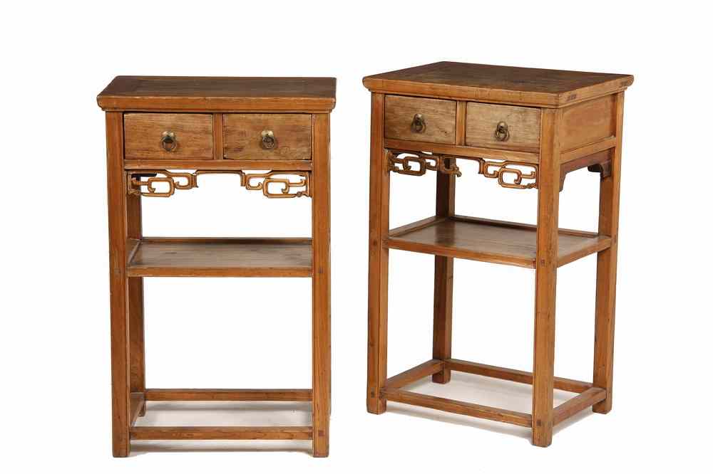 Appraisal: PAIR CHINESE STANDS - Pair of th c Chinese Bedside