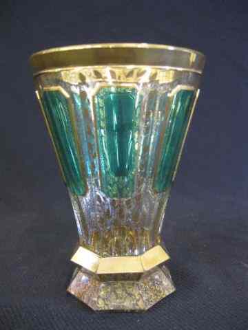 Appraisal: Moser Art Glass Goblet or Beaker emerald cathedral window style