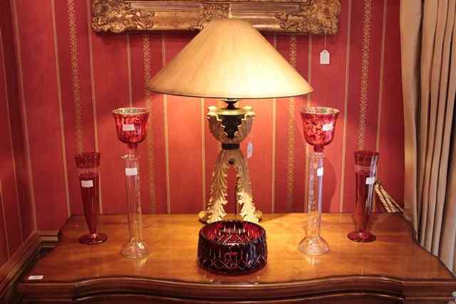 Appraisal: A RUBY FLASH GLASS BOWL diameter together with two cranberry