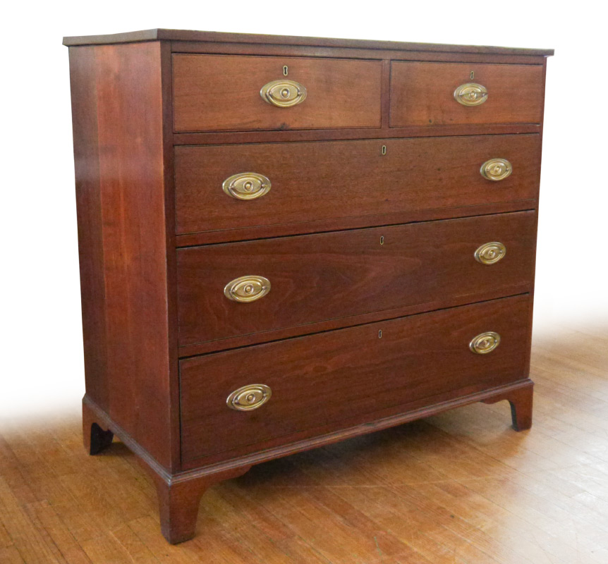 Appraisal: TH CENTURY WALNUT CHEST OF DRAWERS half drawers over full