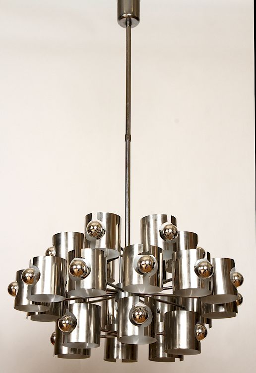 Appraisal: ITALIAN MID CENTURY MODERN CHROME CHANDELIER An unusual Italian mid