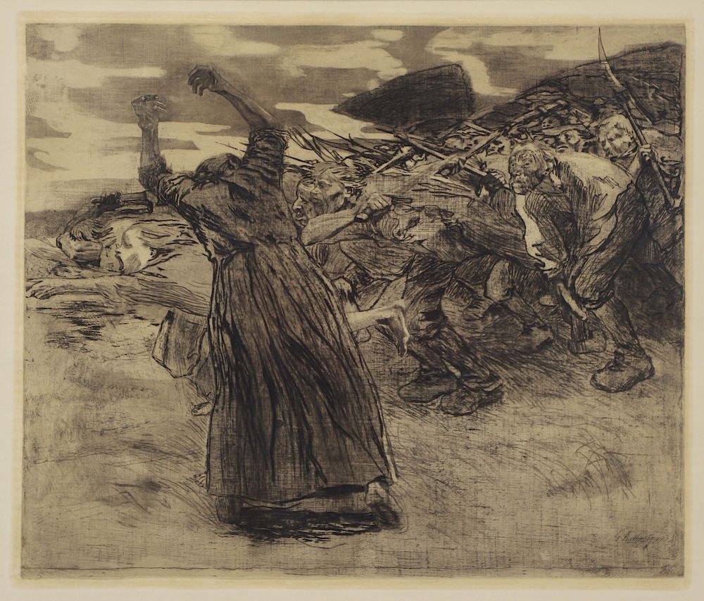 Appraisal: KATHE KOLLWITZ GERMAN - Etching and aquatint Losbruch Dated in