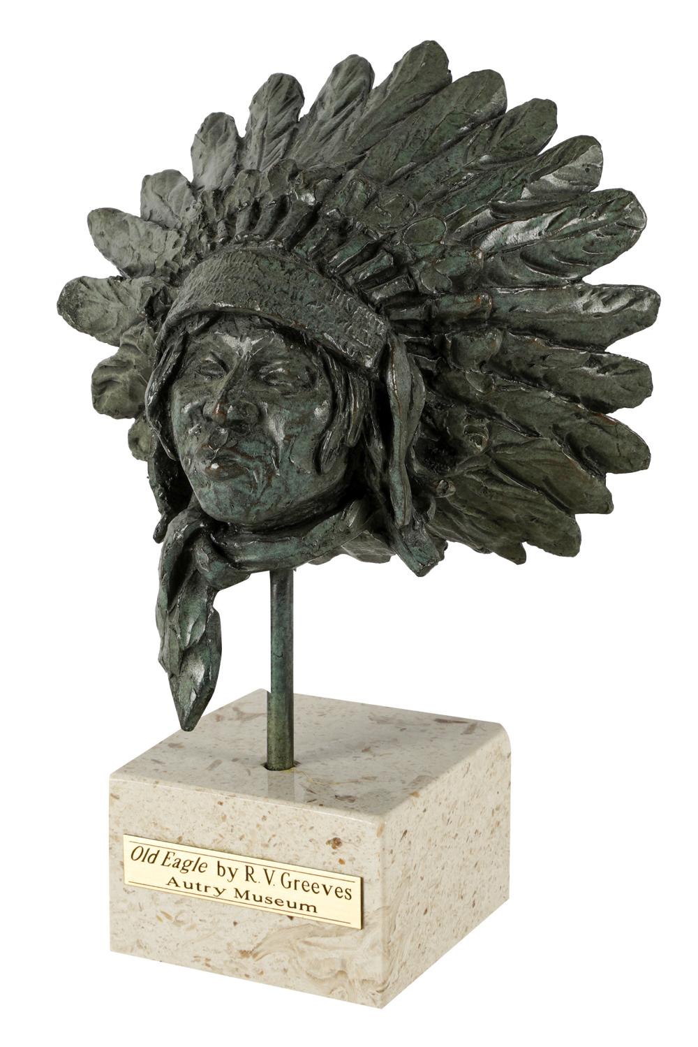 Appraisal: RICHARD VERNON GREEVES B OLD EAGLE bronze with green patina