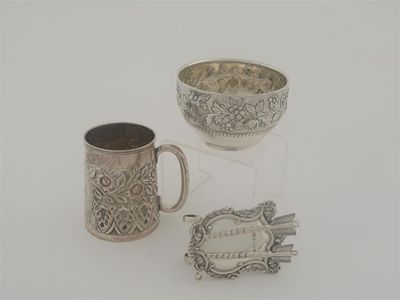 Appraisal: Three Victorian items an embossed mug a bowl and a