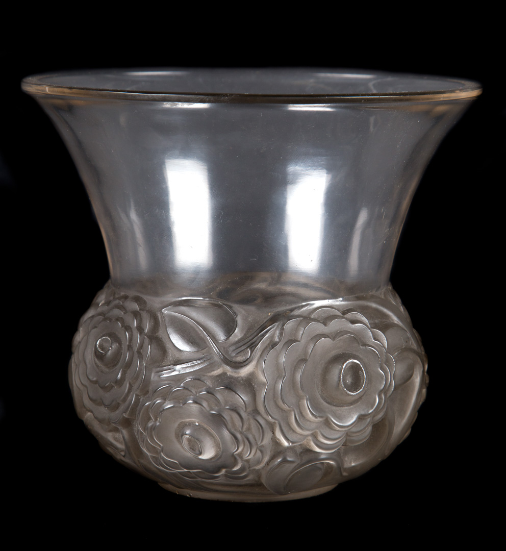 Appraisal: Lalique crystal floral molded vase circa s flared top with