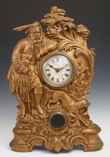 Appraisal: American Gilt Spelter Figural Mantel Clock th c American Gilt