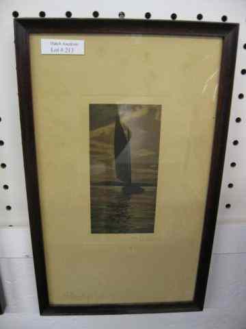 Appraisal: Charles Higgins Print ''A Moonlight Sail'' in the style of