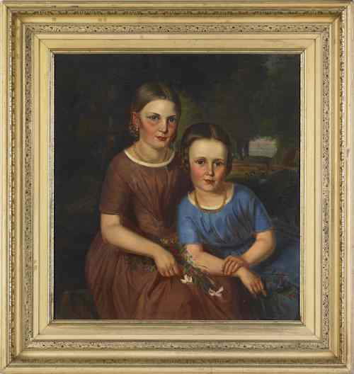 Appraisal: New York oil on canvas portrait ca of Anne and