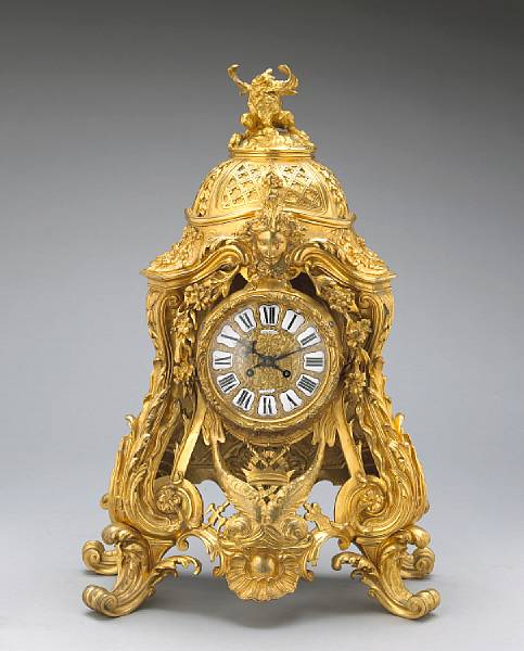 Appraisal: A Louis XIV style gilt bronze clock Lerolle Freres last