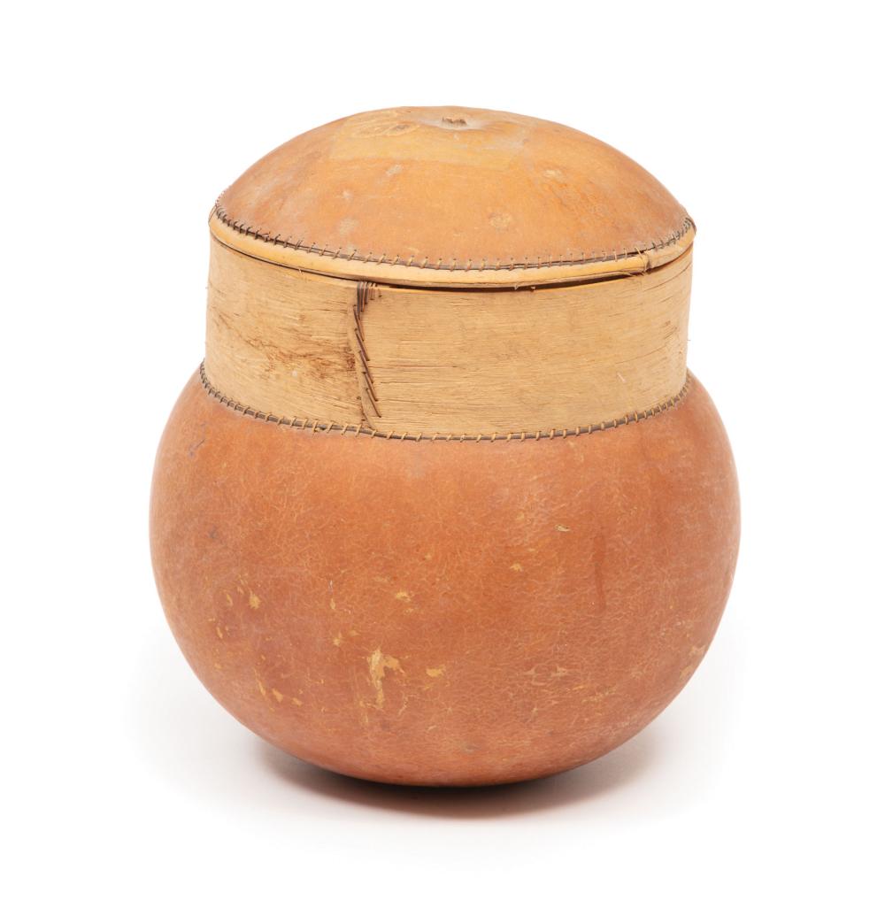 Appraisal: African Bamana Bambara Calabash and Raffia Food Container Mali h