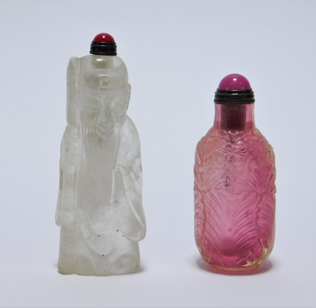 Appraisal: CHINESE QING CARVED QUARTZ GLASS SNUFF BOTTLES China Qing DynastyIncludes